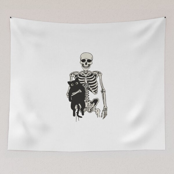 Item preview, Skeleton and Black Cat – Cute Spooky Halloween Cat Design designed and sold by roartusa.