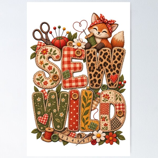 Item preview, Sew Wild – Funny Sewing Quote for Sewists, Quilters & Crafters designed and sold by EverStitchStudio ★★★★★.