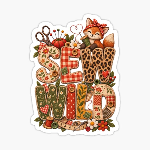 Item preview, Sew Wild – Funny Sewing Quote for Sewists, Quilters & Crafters designed and sold by EverStitchStudio ★★★★★.