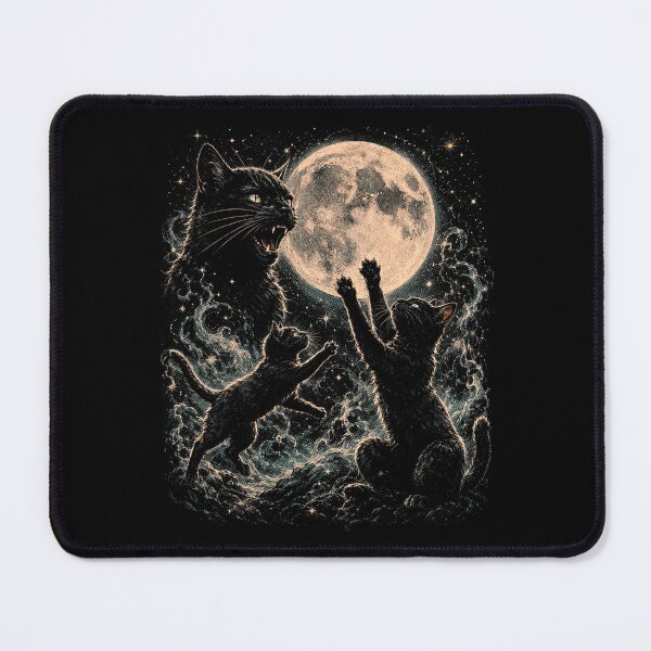 Item preview, Black Cats Under the Moon – Spooky Gothic Kitty Celestial Witchy Vintage Fantasy Cat designed and sold by SOUFIANE1991.