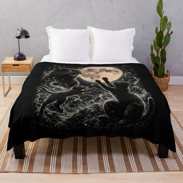 Item preview, Black Cats Under the Moon – Spooky Gothic Kitty Celestial Witchy Vintage Fantasy Cat designed and sold by SOUFIANE1991.