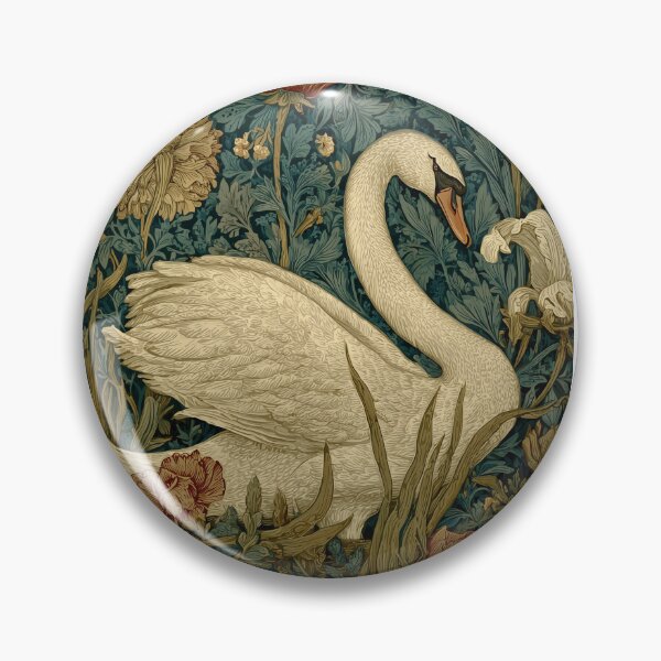 Item preview, Swan Among Chrysanthemums Art Poster designed and sold by GoodOldPrints4.