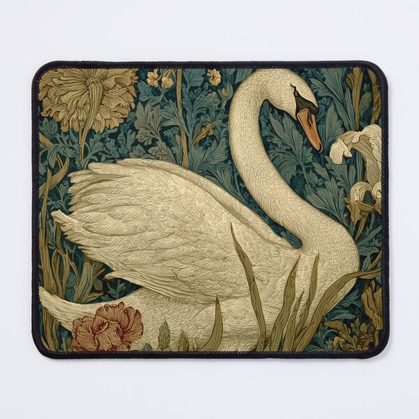 Item preview, Swan Among Chrysanthemums Art Poster designed and sold by GoodOldPrints4.