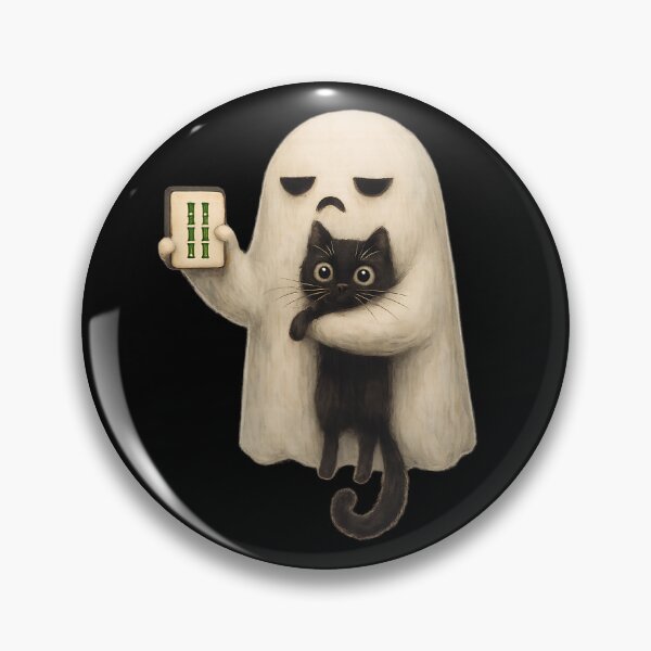 Item preview, Bam Boo Tile Player Halloween Ghost Mahjong Cat Fall Season designed and sold by SunfullyYours.