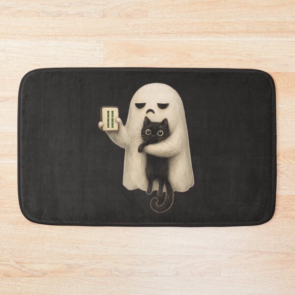 Item preview, Bam Boo Tile Player Halloween Ghost Mahjong Cat Fall Season designed and sold by SunfullyYours.