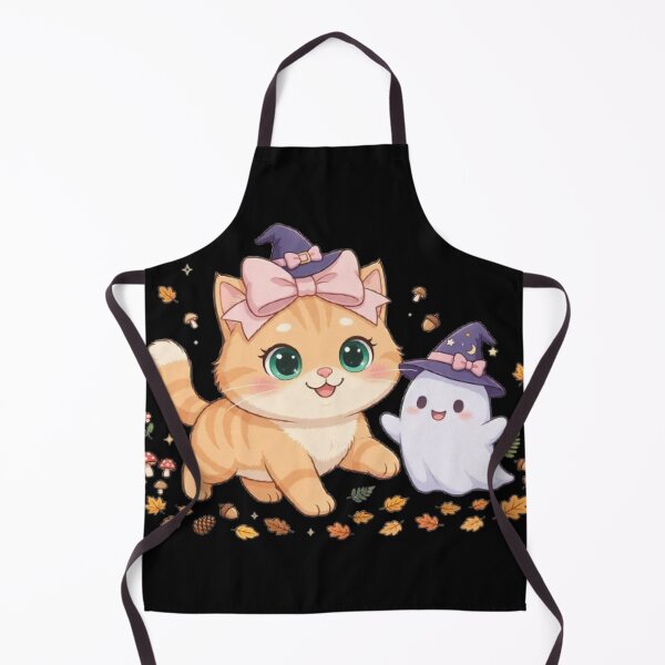 Item preview, Witch Cat and Cute Ghost Friends Halloween designed and sold by Moody Vibes Studio.