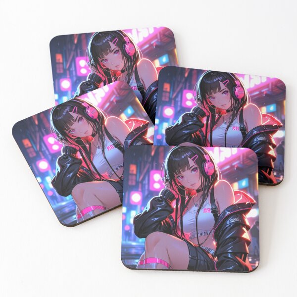 Item preview, Cyber Neon Anime Girl with Headphones | Futuristic Aesthetic Art designed and sold by AnimDream .