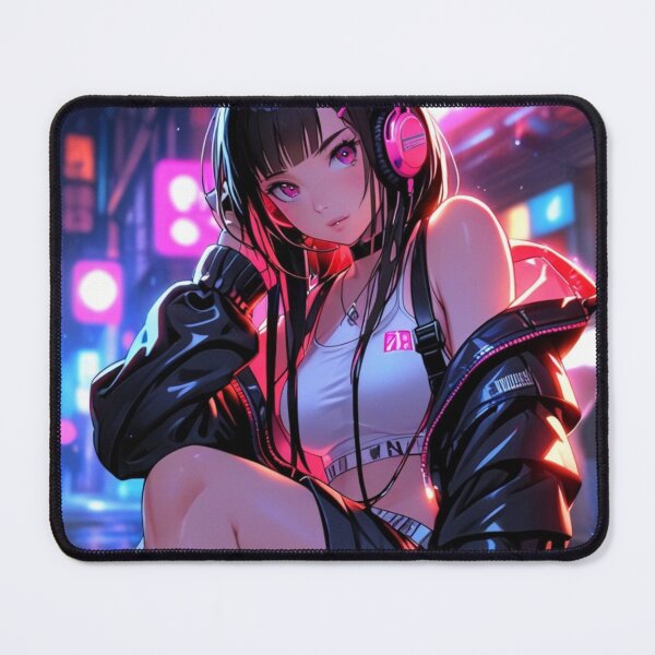 Item preview, Cyber Neon Anime Girl with Headphones | Futuristic Aesthetic Art designed and sold by AnimDream .