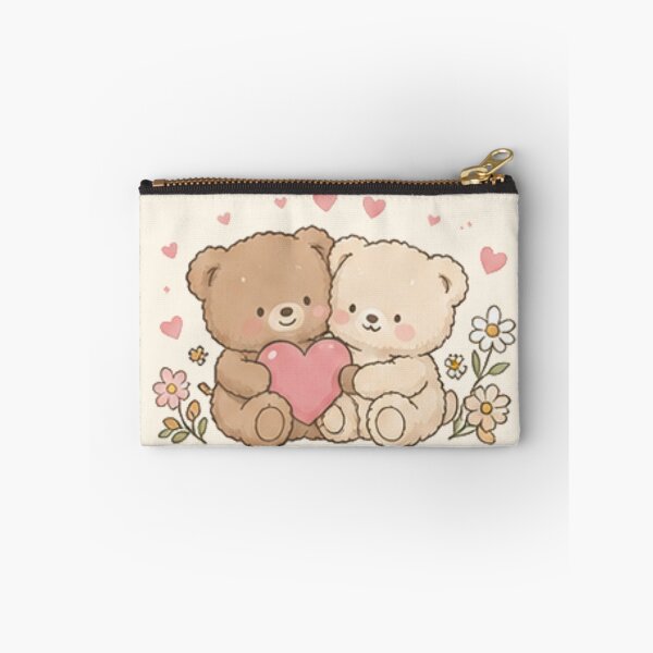 Item preview, Cute Teddy Bear Couple Holding Heart Daisy Flower Love designed and sold by Rehnair.
