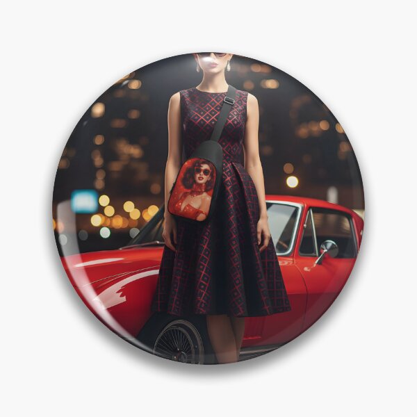 Item preview, Retro Pin-Up Girl - 60s Rockabilly Sling Bag with Red Corvette designed and sold by Ela Art Space .