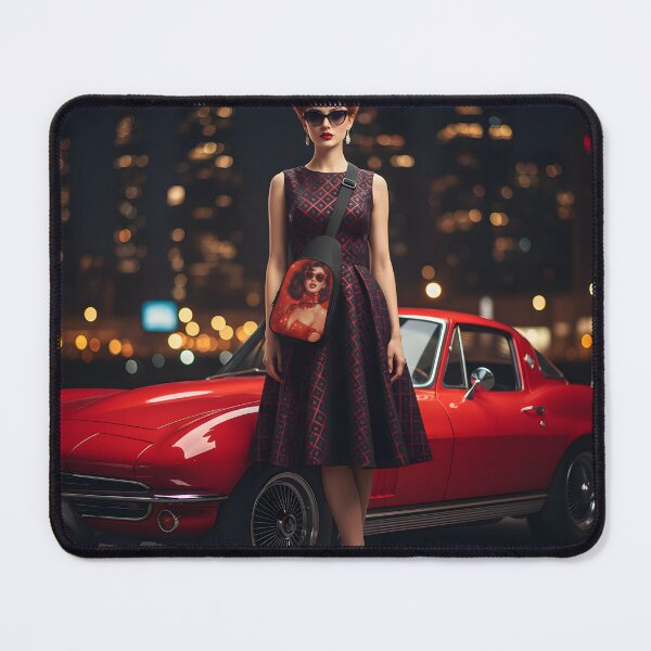 Item preview, Retro Pin-Up Girl - 60s Rockabilly Sling Bag with Red Corvette designed and sold by Ela Art Space .