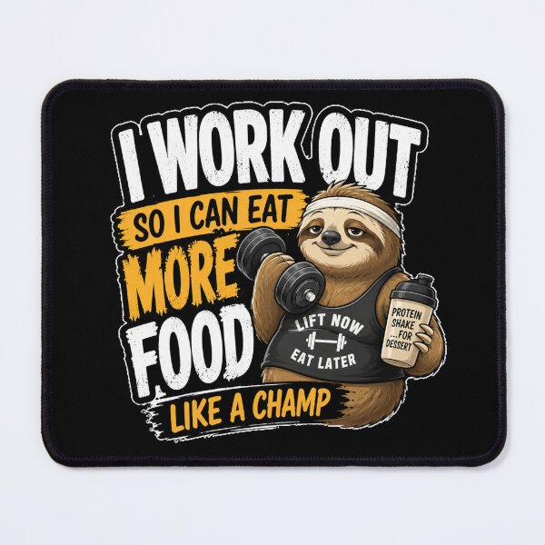Item preview, Funny Sloth Gym – I Work Out So I Can Eat More Food designed and sold by GainzillasGymShop.