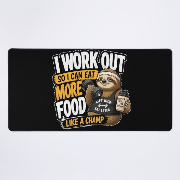 Item preview, Funny Sloth Gym – I Work Out So I Can Eat More Food designed and sold by GainzillasGymShop.