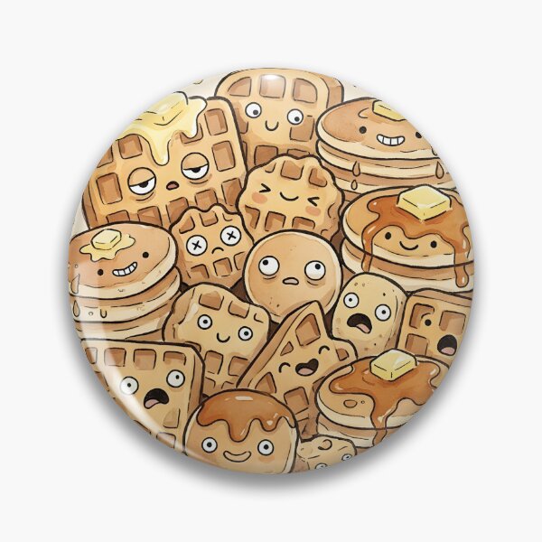 Item preview, Cute Waffles and Pancakes Pile Kawaii Breakfast Art designed and sold by DuckOddity.