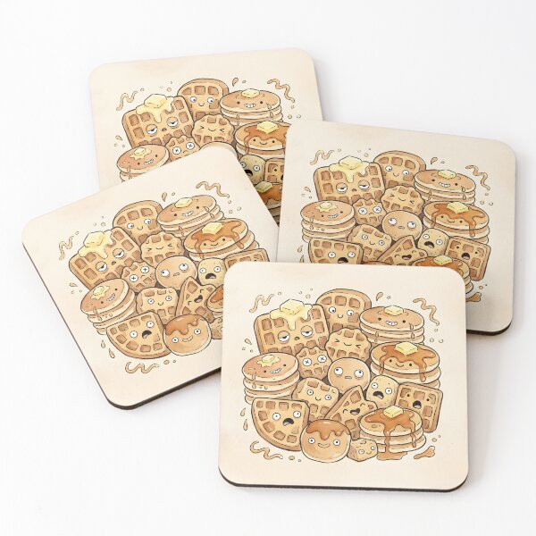 Item preview, Cute Waffles and Pancakes Pile Kawaii Breakfast Art designed and sold by DuckOddity.