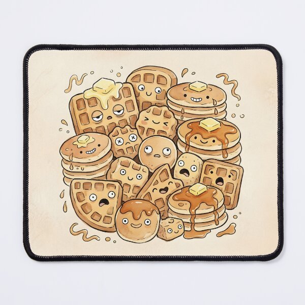 Item preview, Cute Waffles and Pancakes Pile Kawaii Breakfast Art designed and sold by DuckOddity.