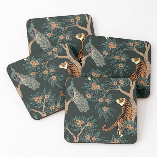 Item preview, Tiger & Peacock Dark Green designed and sold by Sveta Aho.