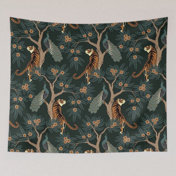 Item preview, Tiger & Peacock Dark Green designed and sold by Sveta Aho.