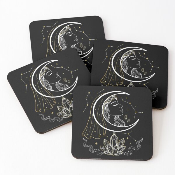 Item preview, Elegant Crescent Moon Goddess with Crystal Cluster & Constellations designed and sold by Midnight Veil Designs.