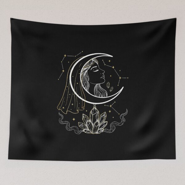 Item preview, Elegant Crescent Moon Goddess with Crystal Cluster & Constellations designed and sold by Midnight Veil Designs.