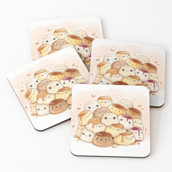 Item preview, Cute Custard Pudding Pile Kawaii Flan Illustration designed and sold by DuckOddity.