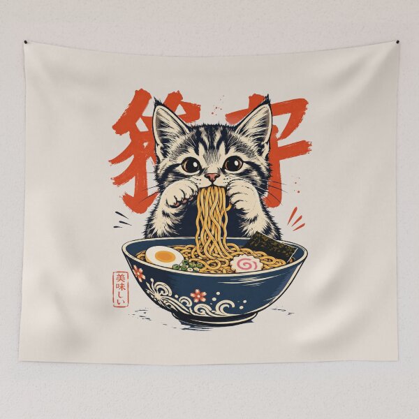 Item preview, Retro Cat Ramen, Vintage Cat, Funny Foodie designed and sold by Quiajia.