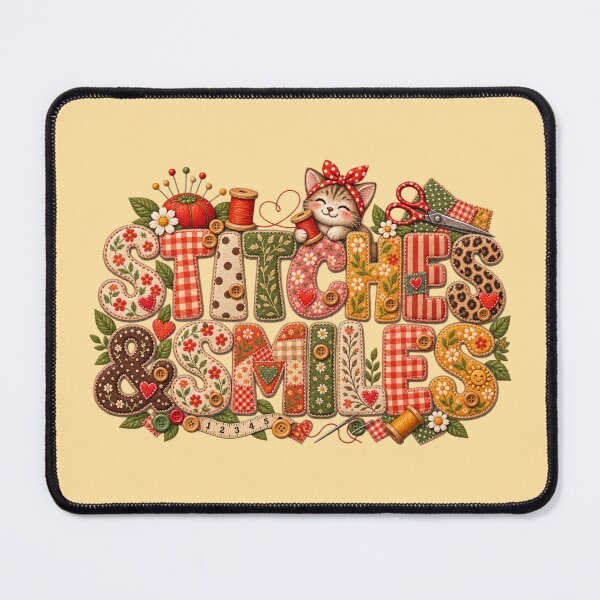 Item preview, Stitches & Smiles – Cute Sewing Quote for Sewists, Quilters & Crafters designed and sold by EverStitchStudio ★★★★★.