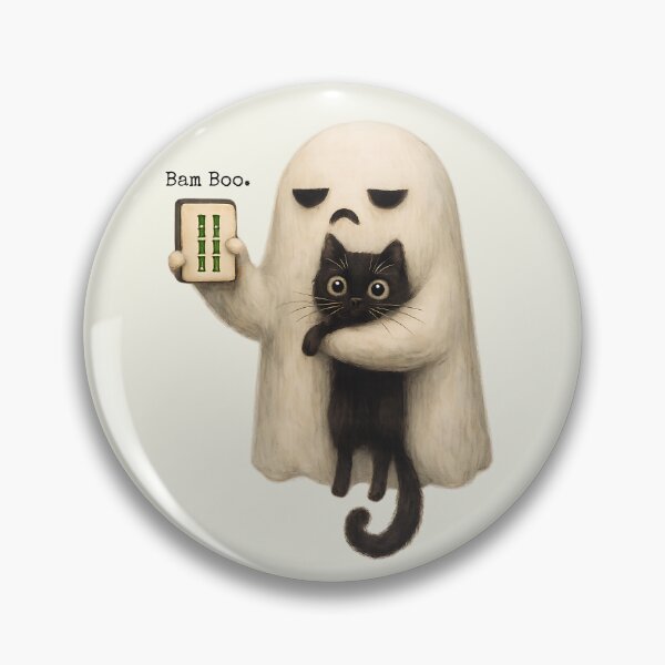 Item preview, Bam Boo. Tile Player Halloween Ghost Mahjong Cat Spooky designed and sold by SunfullyYours.
