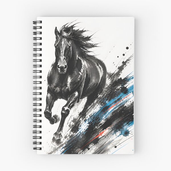 Item preview, Galloping Black Horse Sumi-e Ink Splash Art designed and sold by mtyk-so.