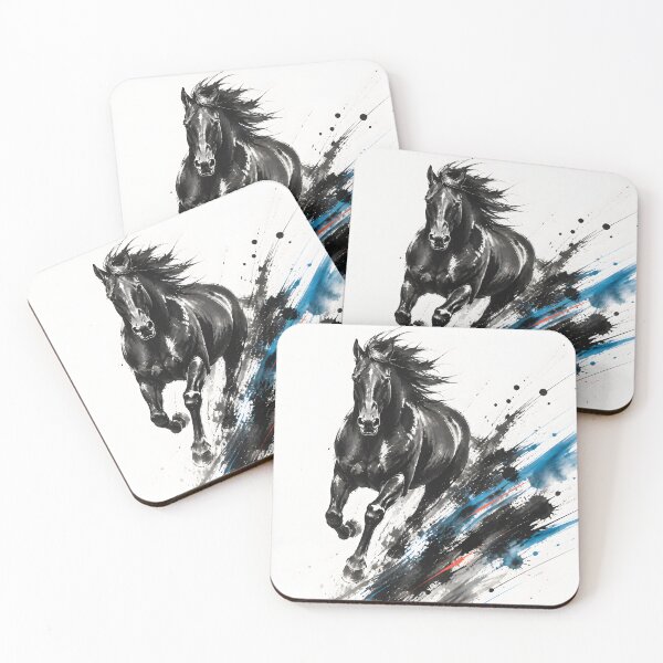 Item preview, Galloping Black Horse Sumi-e Ink Splash Art designed and sold by mtyk-so.