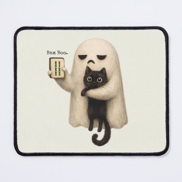 Item preview, Bam Boo. Tile Player Halloween Ghost Mahjong Cat Spooky designed and sold by SunfullyYours.