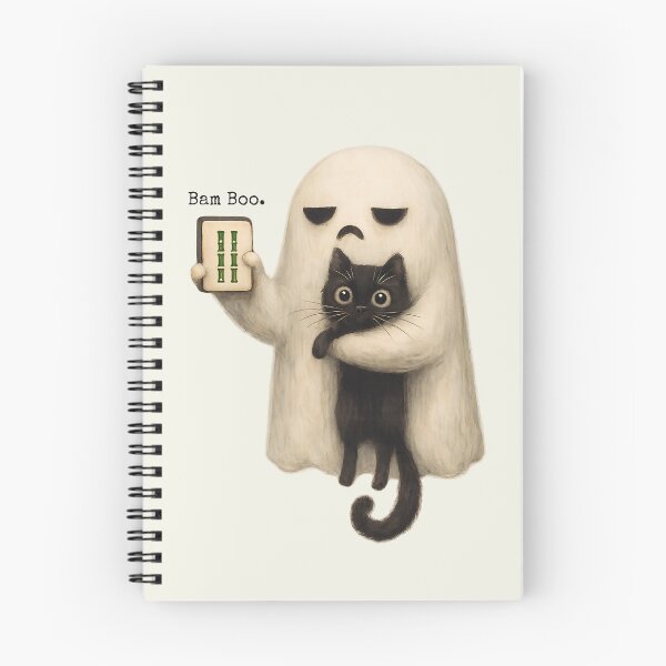 Item preview, Bam Boo. Tile Player Halloween Ghost Mahjong Cat Spooky designed and sold by SunfullyYours.