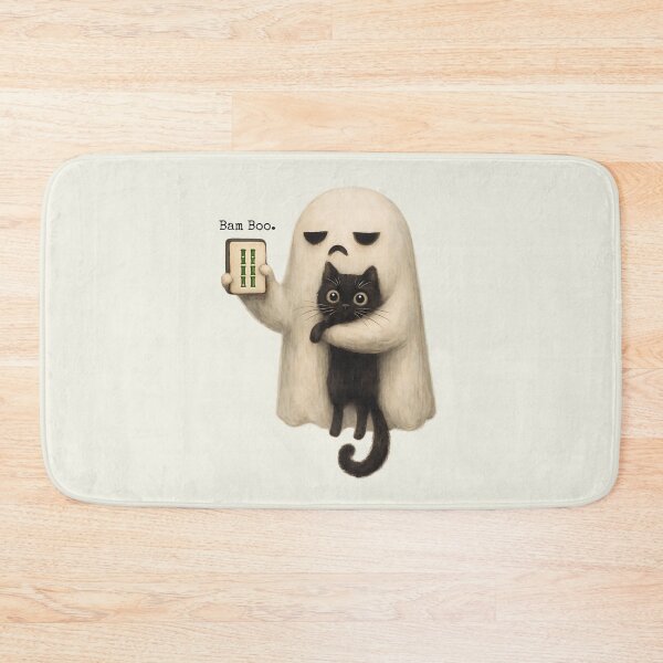 Item preview, Bam Boo. Tile Player Halloween Ghost Mahjong Cat Spooky designed and sold by SunfullyYours.