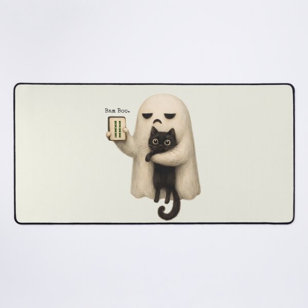 Item preview, Bam Boo. Tile Player Halloween Ghost Mahjong Cat Spooky designed and sold by SunfullyYours.