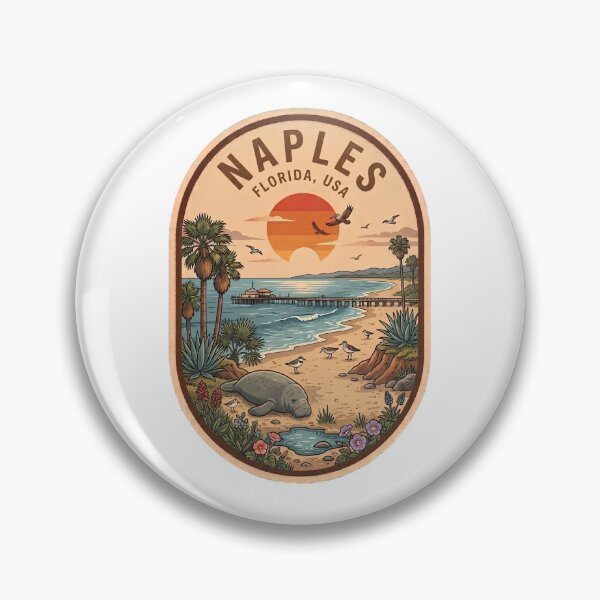 Item preview, Naples Florida Vintage Manatee Beach Travel Badge designed and sold by LittleArij.