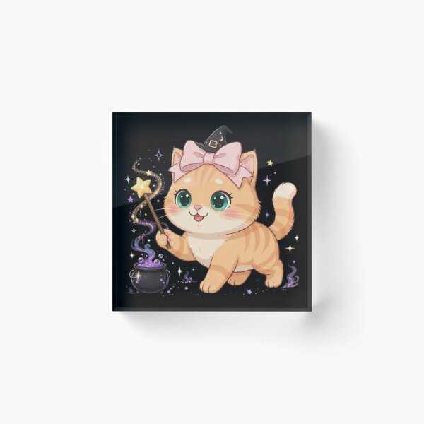 Item preview, Witch Kitty Casting Halloween Magic Spell designed and sold by Moody Vibes Studio.