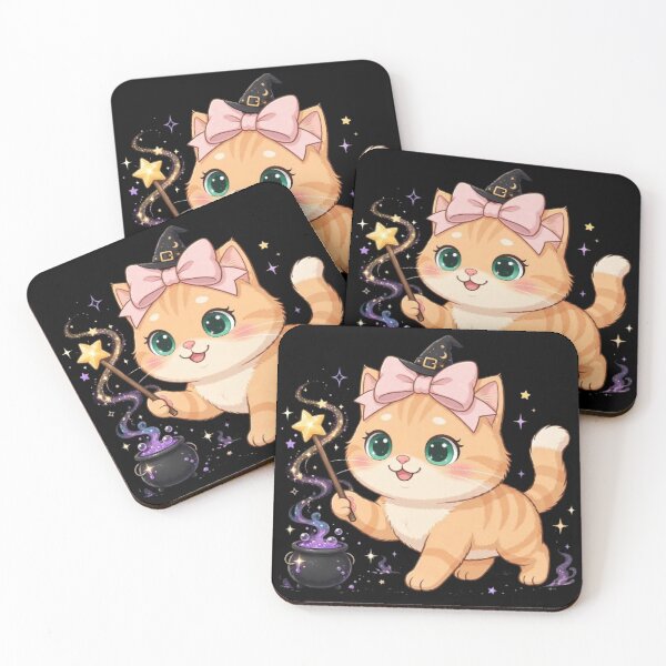 Item preview, Witch Kitty Casting Halloween Magic Spell designed and sold by Luna's World - Moody Vibes Studio.