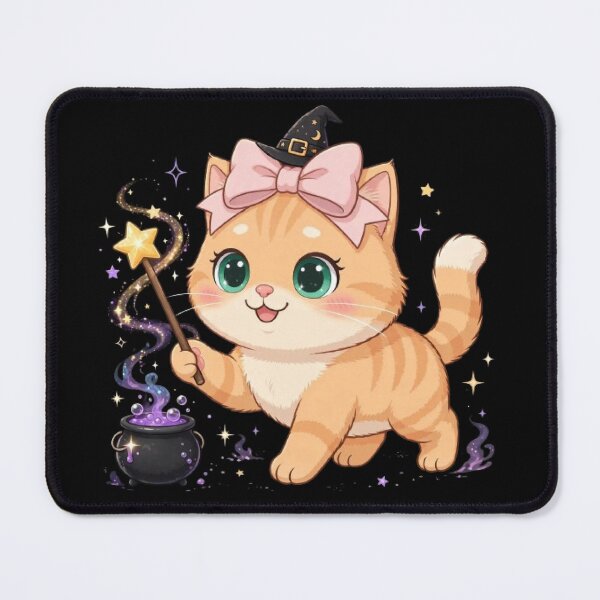 Item preview, Witch Kitty Casting Halloween Magic Spell designed and sold by Luna's World - Moody Vibes Studio.