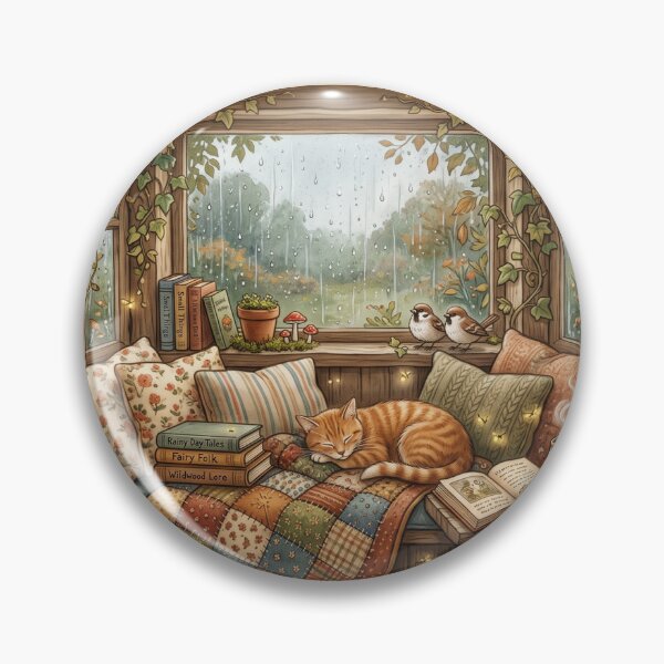 Item preview, Rainy Window Book Nook Cozy Cottagecore Illustration designed and sold by SebastianSpace.