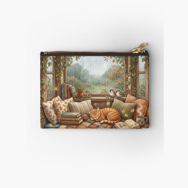 Item preview, Rainy Window Book Nook Cozy Cottagecore Illustration designed and sold by SebastianSpace.