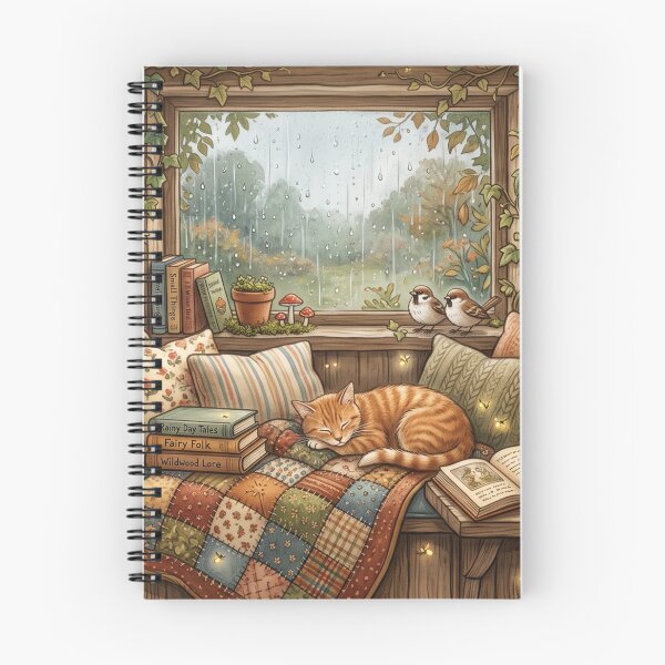 Item preview, Rainy Window Book Nook Cozy Cottagecore Illustration designed and sold by SebastianSpace.