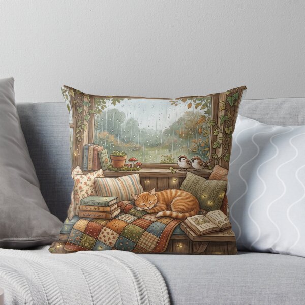 Item preview, Rainy Window Book Nook Cozy Cottagecore Illustration designed and sold by SebastianSpace.