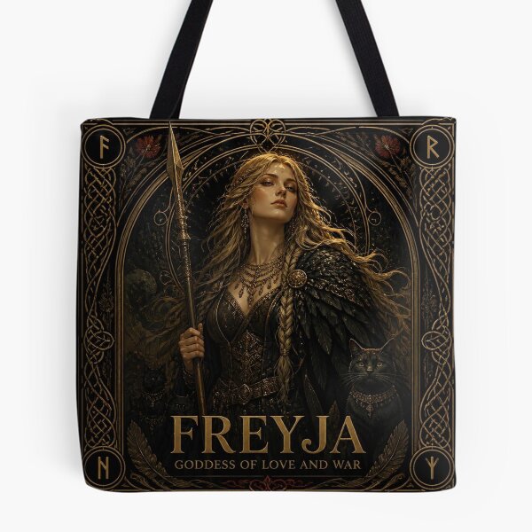 Item preview, Freyja Goddess of Love and War Norse Mythology Art | Dark Academia Viking Illustration designed and sold by SunnyDesign82.