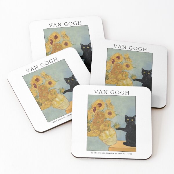 Item preview, Van Gogh Cat – Black Cat & Sunflower Vintage Art designed and sold by roartusa.
