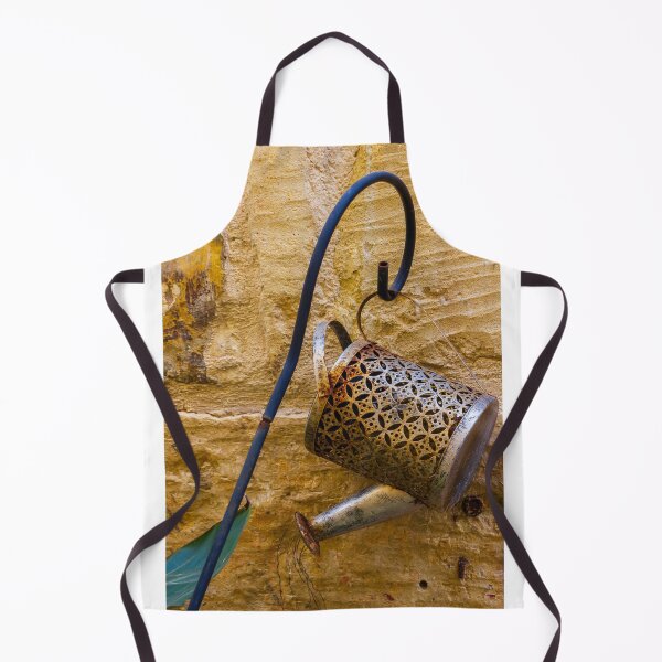 Item preview, Rusty Decorative Watering Can Hanging On Textured Yellow Stone Wall With Vintage Charm designed and sold by Nmallia.