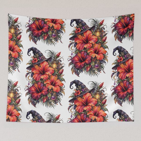 Item preview, Witchy Hibiscus | Halloween Tropical Floral Art | Botanical Flower Illustration designed and sold by Nolmo.