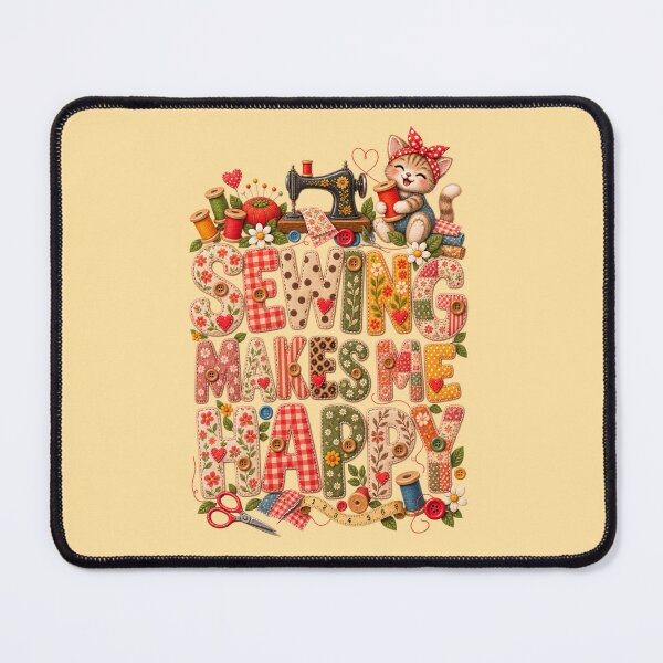 Item preview, Sewing Makes Me Happy – Cute Sewing Quote for Sewists, Quilters & Crafters designed and sold by EverStitchStudio ★★★★★.