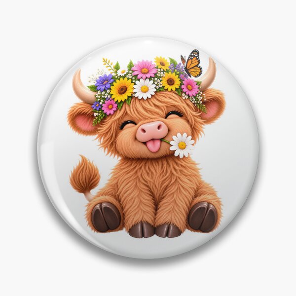 Item preview, Cute Highland Cow with Flower Crown designed and sold by TinyWeird.