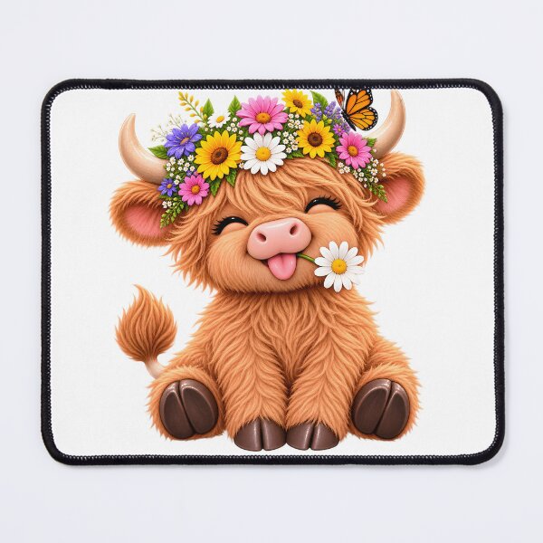 Item preview, Cute Highland Cow with Flower Crown designed and sold by TinyWeird.