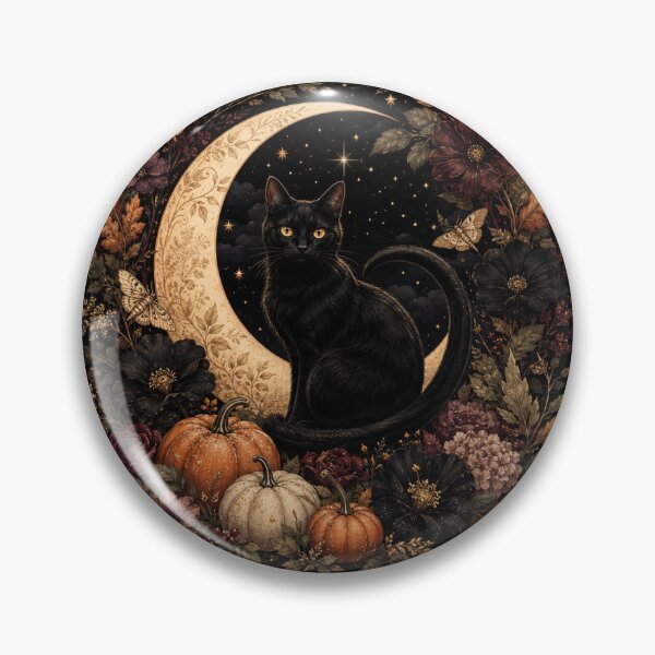Item preview, Botanical Black Cat – Celestial Autumn Moon Garden Art designed and sold by astersgraphics.